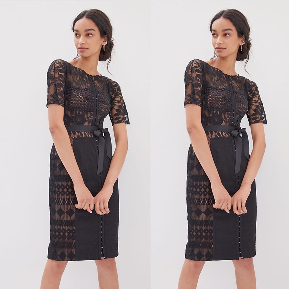 New Byron Lars Carissima Black Sheath Dress Size 12